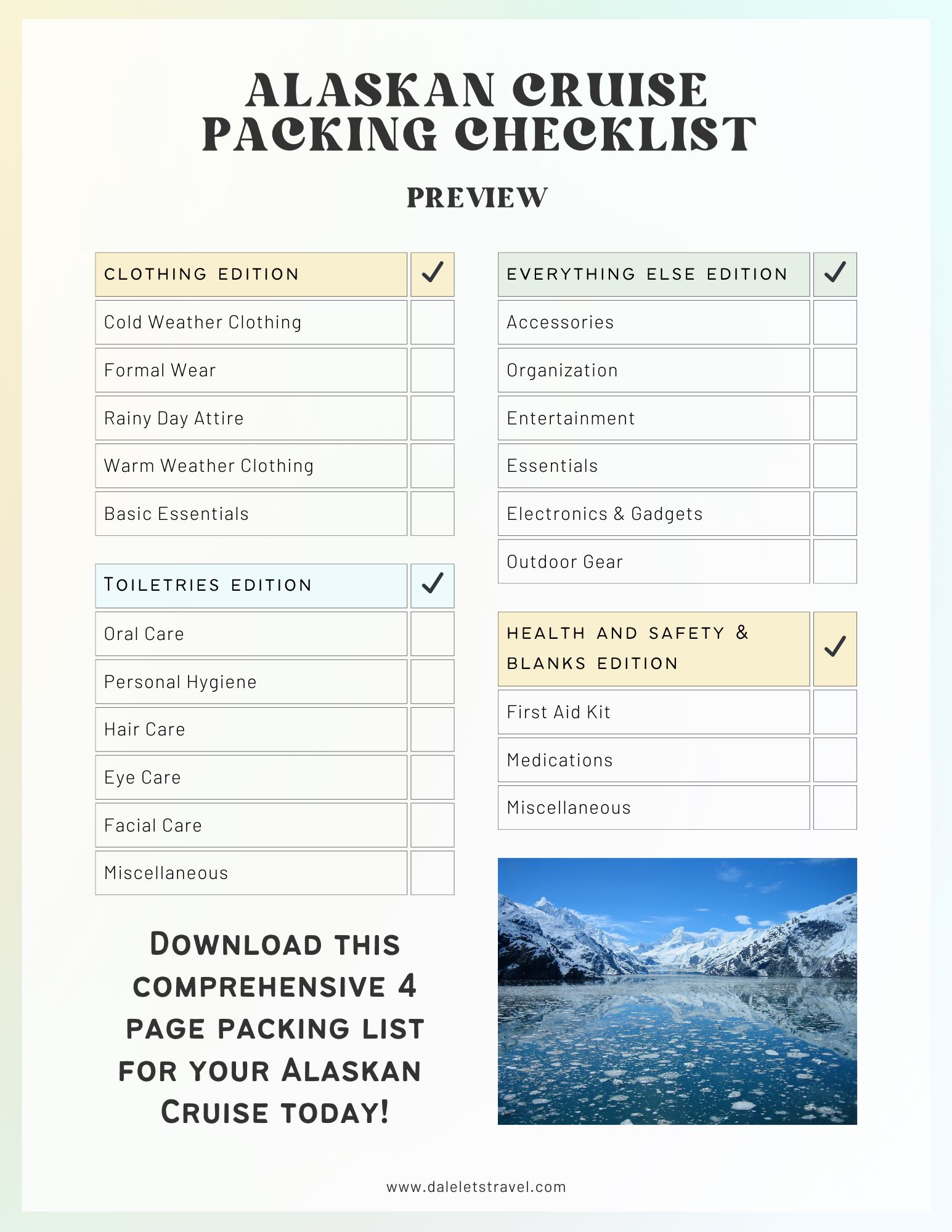 Your Alaska Cruise Packing List (PDF Checklist Inside) – Dale, Let's