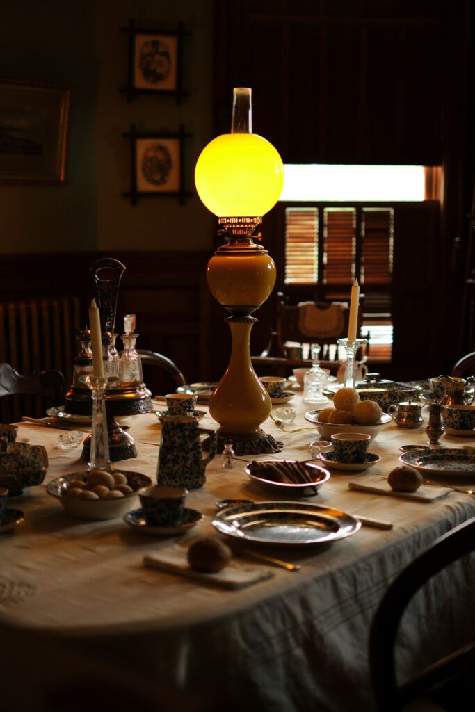 Dining table set up in the Craigdarroch Castle